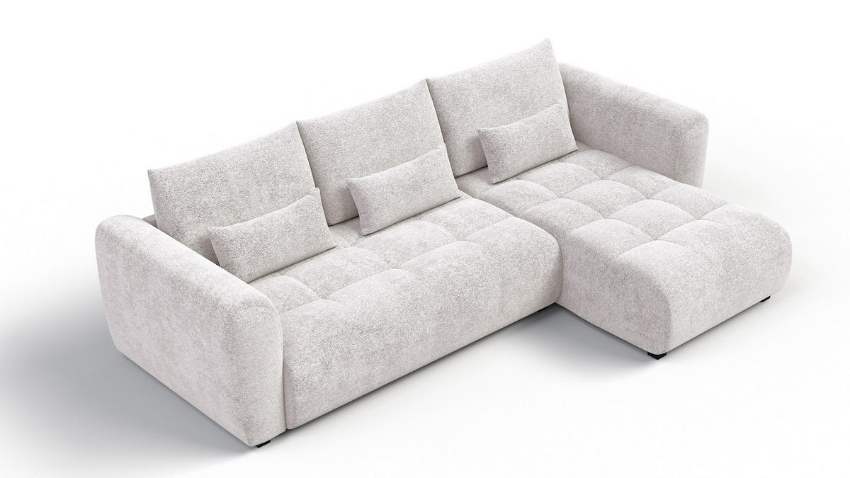 ECKSOFA SORENO 4-Sitzer, ecru - Ecru/Schwarz, Holz/Textil (293/171cm) - Courtois Laville