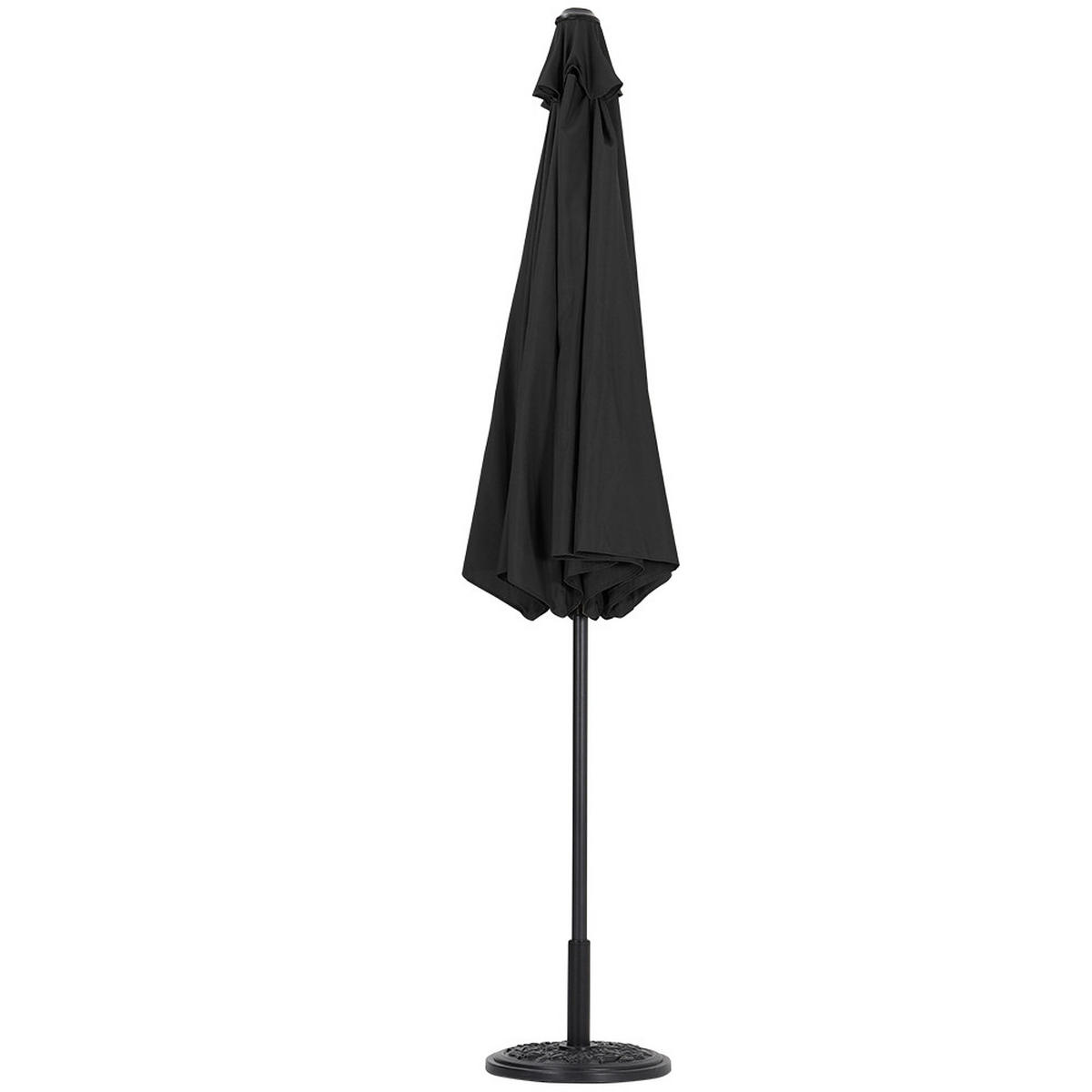 SONNENSCHIRM aus Polyester Metall und Sonnenschirmfuß aus Cement Blumenmuster 360° drehbar neigbar 60° 3 x 2.4m Ø45 × 25 cm - Schwarz, Metall (300/240cm) - Livingandhome