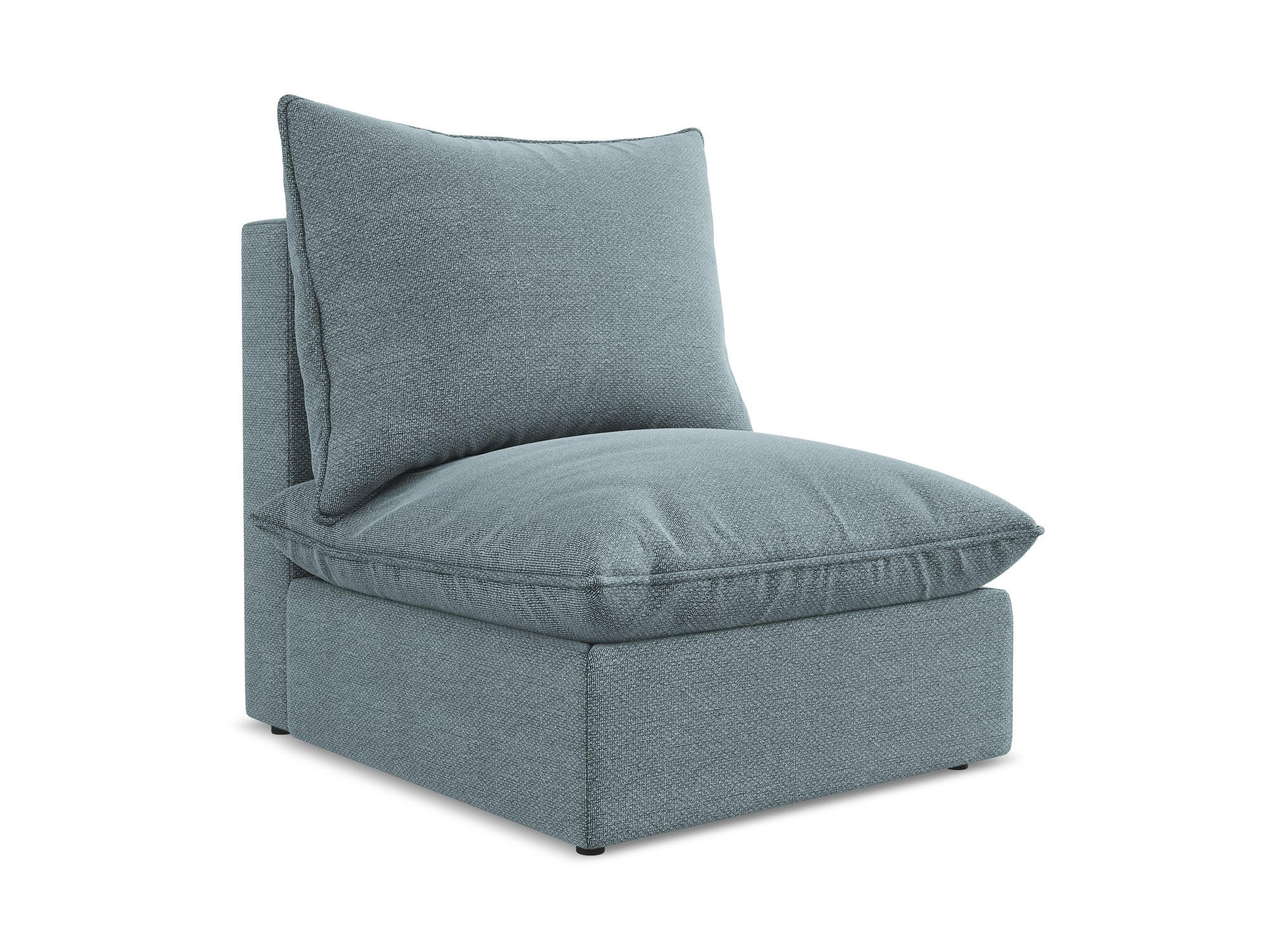 SOFAELEMENT Bouclé Stoff Blau - Pastellblau/Schwarz, Holzwerkstoff/Kunststoff (75/77/90cm) - Makamii