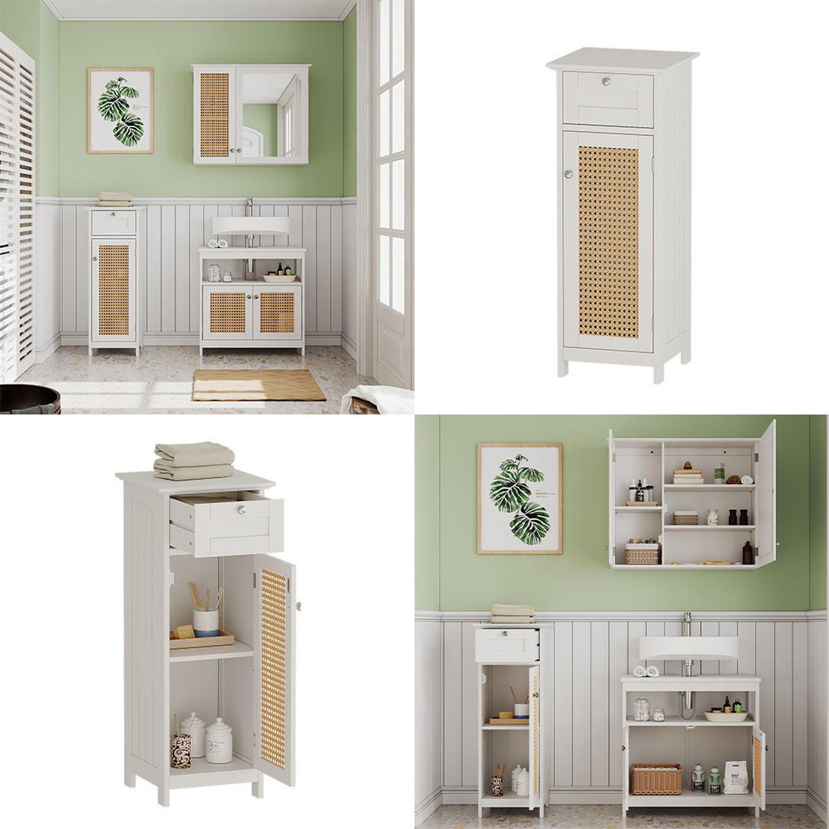 MIDISCHRANK Rosario Weiß 32 x 87 cm mit Tür und Schublade - Weiß, Holzwerkstoff (32/87/30cm) - Vicco