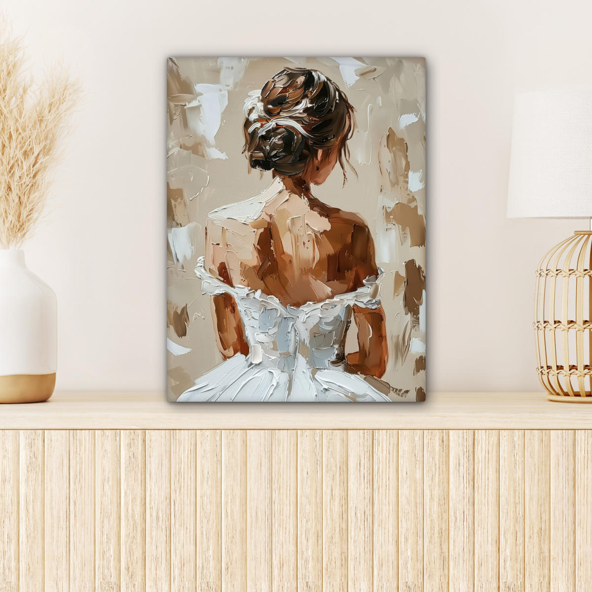 LEINWANDBILD - Frau - Farbe - Abstrakt - Beige - Modern - 30x40 - Bilder - Sandfarben, Textil (30/40cm) - MuchoWow
