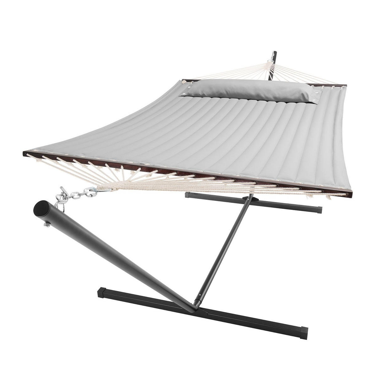 HÄNGEMATTE Cata hellgrau 360x120x115 cm inkl. Kissen - Hellgrau, Textil/Metall (140/115/360cm) - Juskys