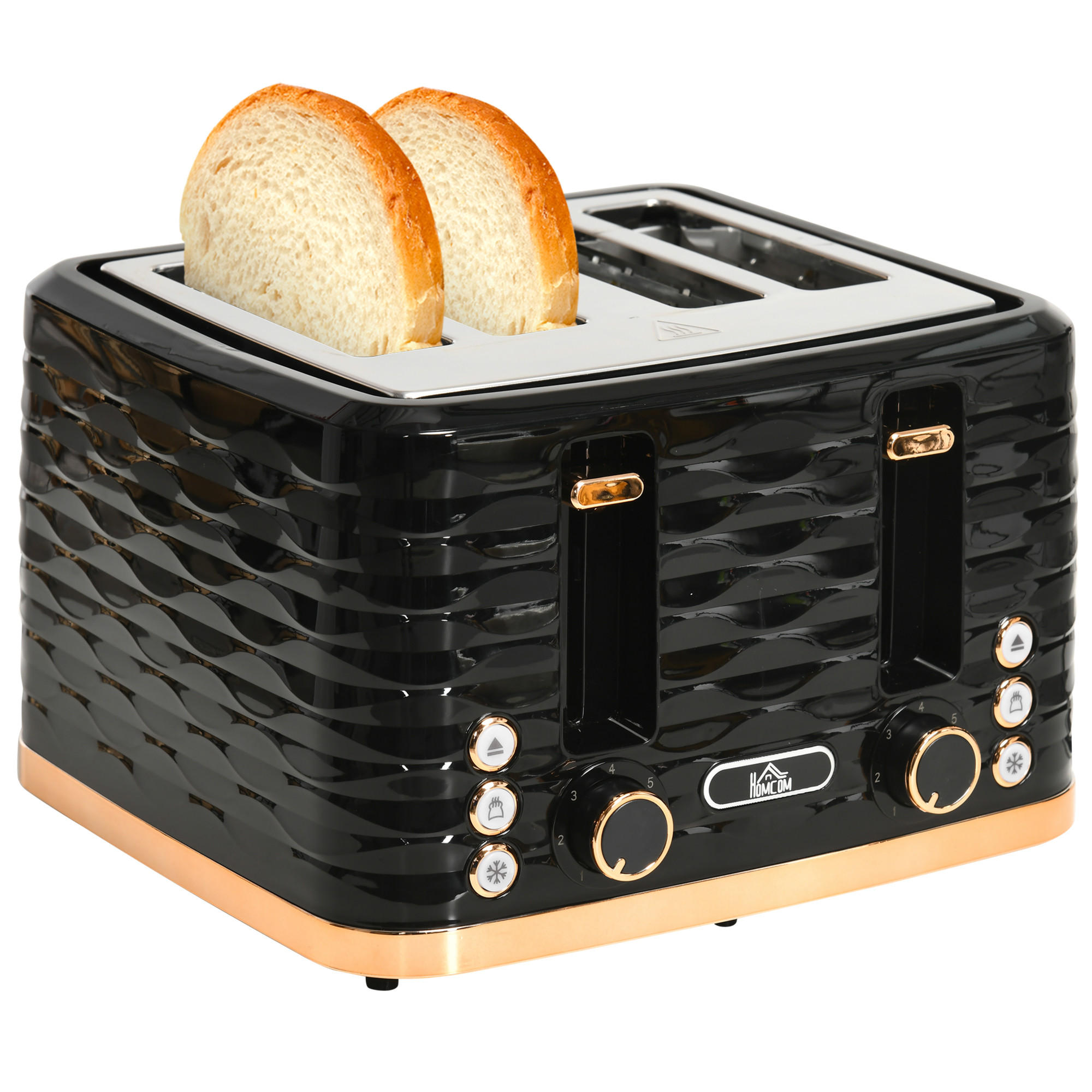 TOASTER DE-07878 4-Scheiben, wellenförmiges Design, mit Krümelfach Schwarz - Schwarz, Kunststoff (27.5/18.9/29.2cm) - ComfortXL