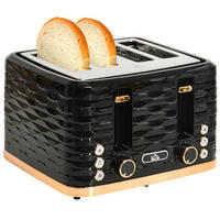 TOASTER DE-07878 4-Scheiben, wellenförmiges Design, mit Krümelfach Schwarz - Schwarz, Kunststoff (27.5/18.9/29.2cm) - ComfortXL