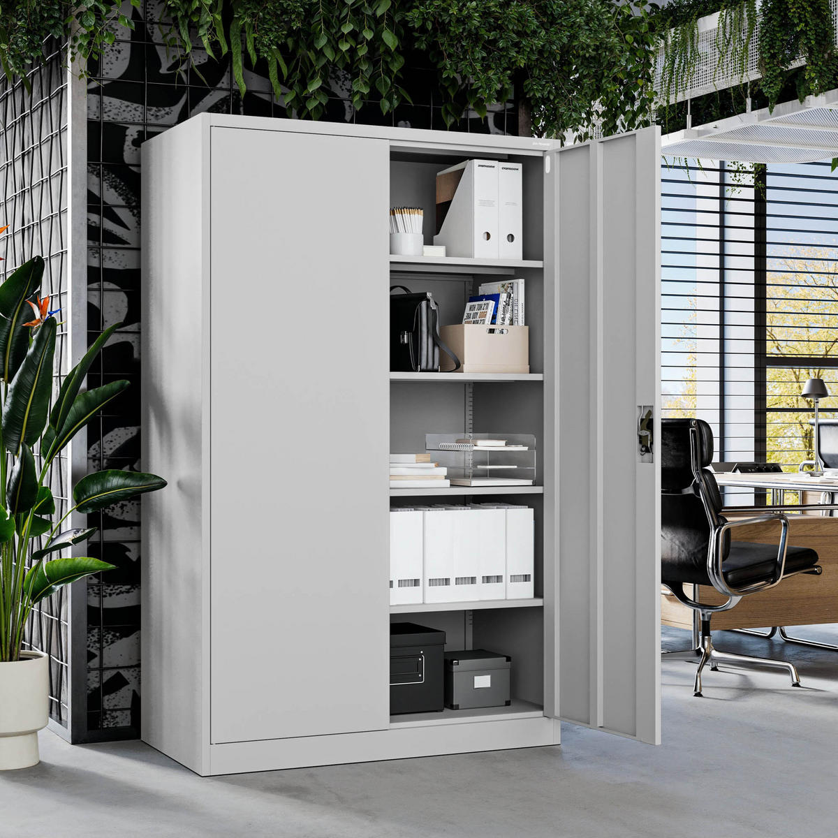 METALL-BÜROSCHRANK JAN II D600 - Grau, Metall (115/185/60cm) - Jan Nowak