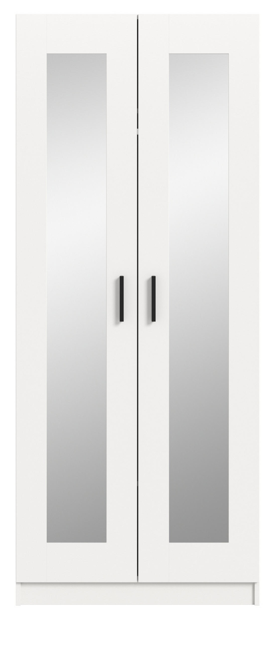 KLEIDERSCHRANK in weiß 80 x 194 cm skandinavisch, Drehtürenschrank 2-türig mit Spiegel - Schwarz/Weiß, Glas/Holzwerkstoff (80/194/56cm) - Inn.Furn