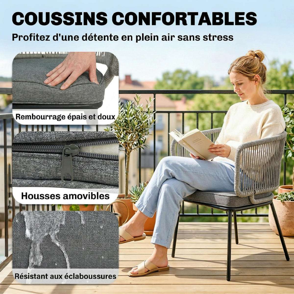GARTENSESSEL 2er-SET DE-17427 Hellgrau - Grau, Metall (58/72/46cm) - ComfortXL