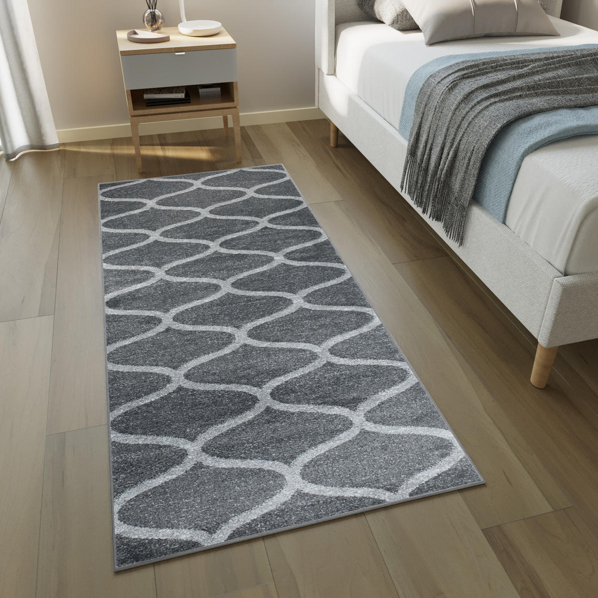 TEPPICHLÄUFER SARI dunkelgrau orientalisch 120/500 cm - Dunkelgrau, Textil (120/500cm) - Tapiso