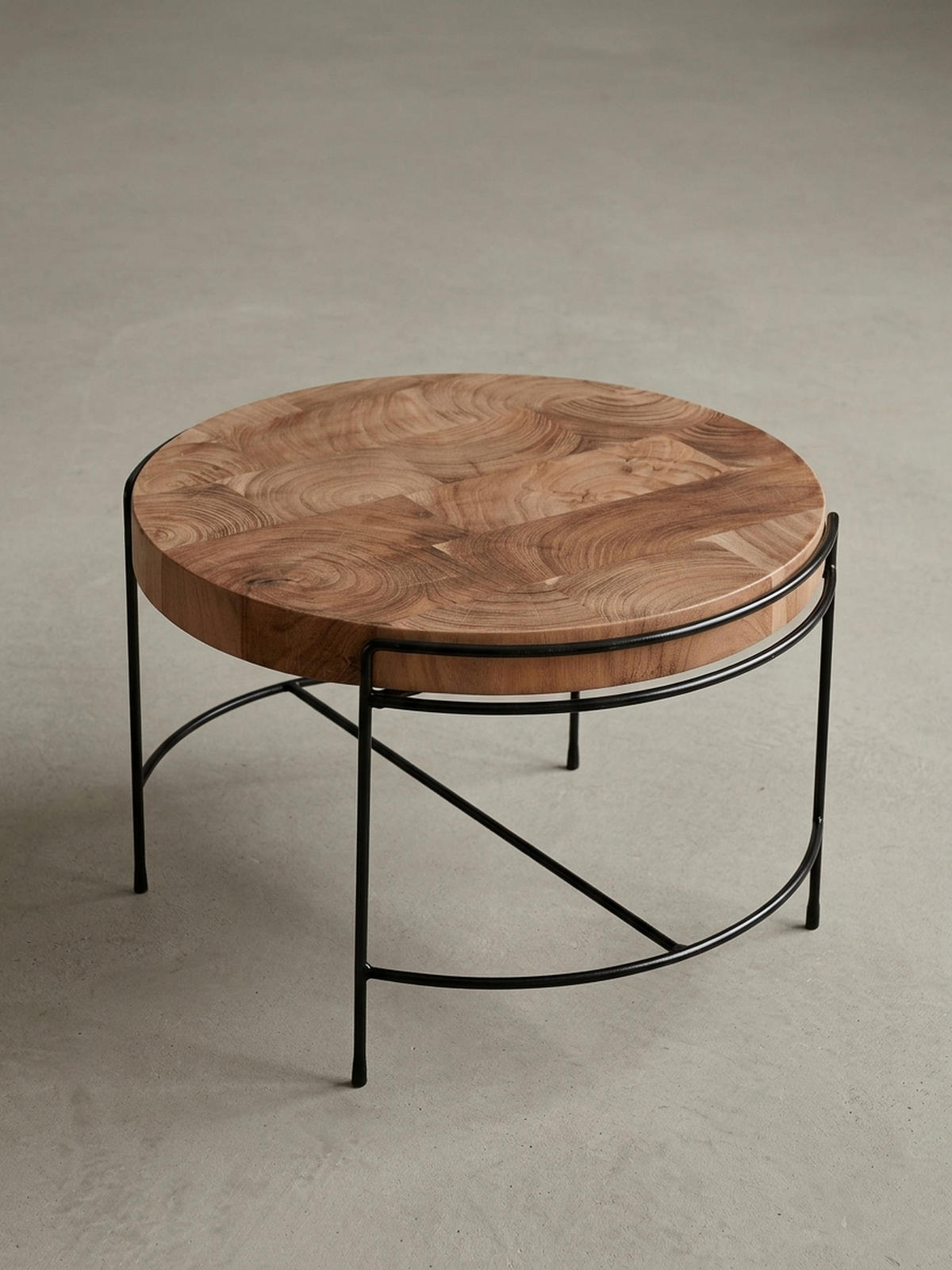 COUCHTISCH Industrial, Akazienholz Mattschwarz Metallgestell, 62x40x62 cm - Beige/Schwarz, Holz/Metall (62/62/40cm) - KADIMA DESIGN