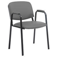 BESUCHERSTUHL Lederlook grau - Schwarz/Grau, Textil/Metall (53/79/55cm) - CLP