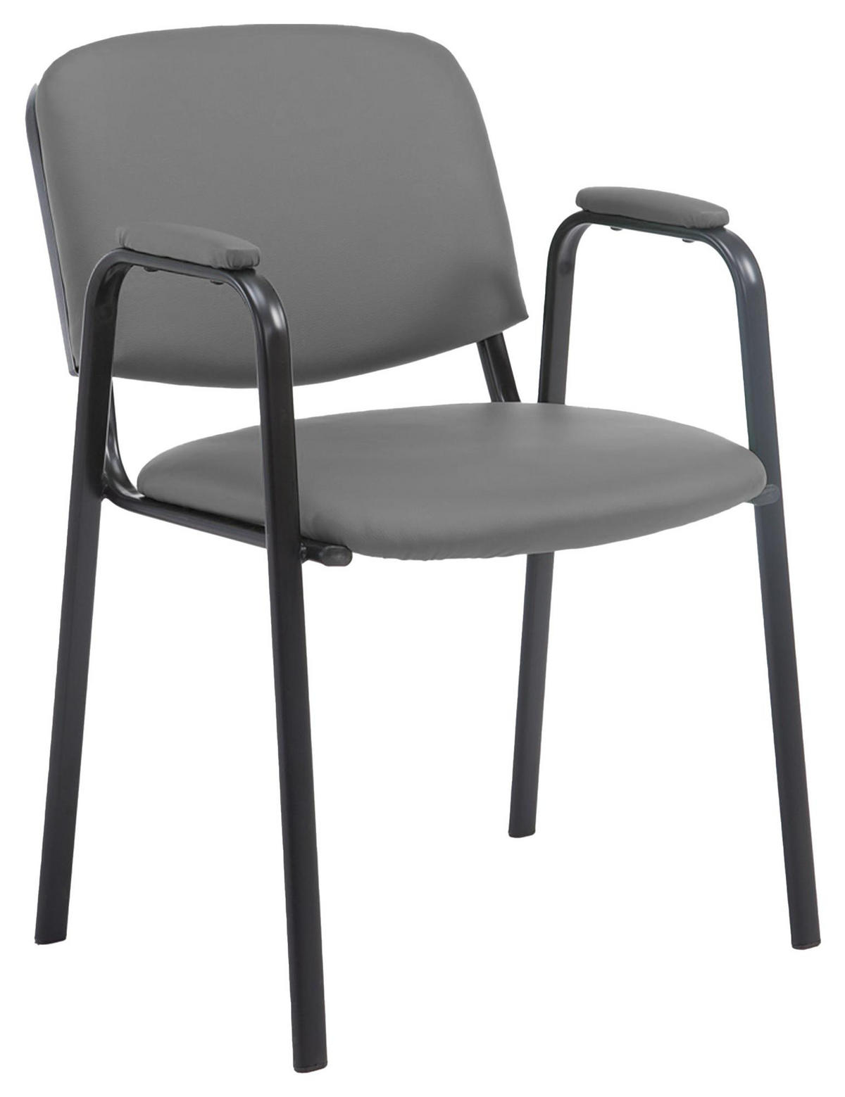 BESUCHERSTUHL Lederlook grau - Schwarz/Grau, Textil/Metall (53/79/55cm) - CLP