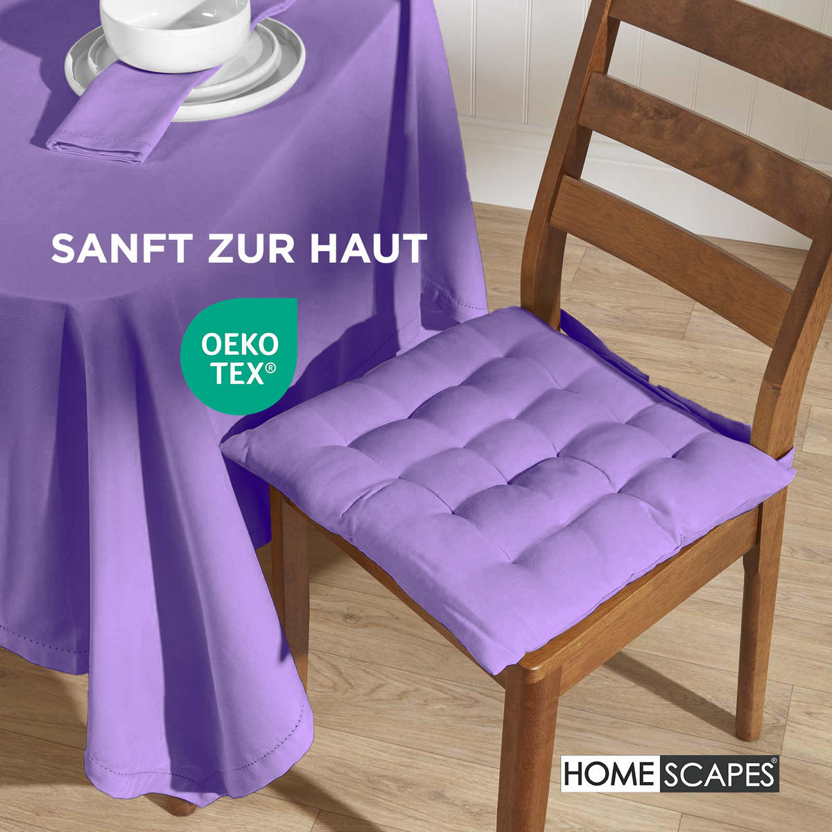 STUHLKISSEN 6er-Set lila 40/40/6,5 cm - Lila, Textil (40/40/6.5cm) - Homescapes
