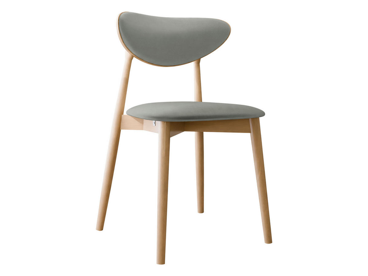 WOHNZIMMER STUHL KT65/C, Holzfarbe: Buche - Buchefarben/Grau, Holz/Textil (48/80/49cm) - MIRJAN24