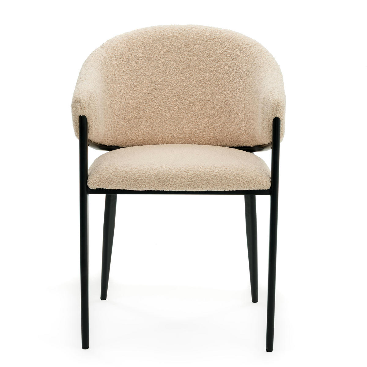 STUHL BUENO gespolsterter - dunkelbeige - Glamour Boucle Teddy - Beige/Schwarz, Textil/Metall (57/81/59cm) - NEW HOME