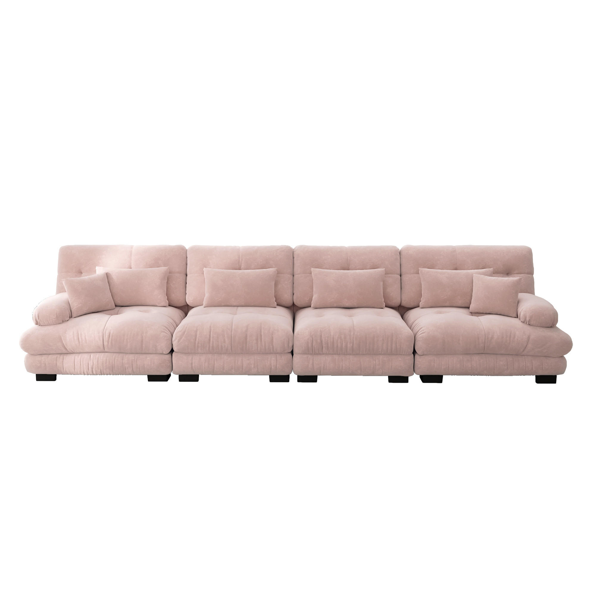 SOFA modulares Design Tiefensitz Chenille Pink - Pink, Kunststoff (77/81/406cm) - Meubliv