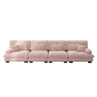 SOFA modulares Design Tiefensitz Chenille Pink - Pink, Kunststoff (77/81/406cm) - Meubliv