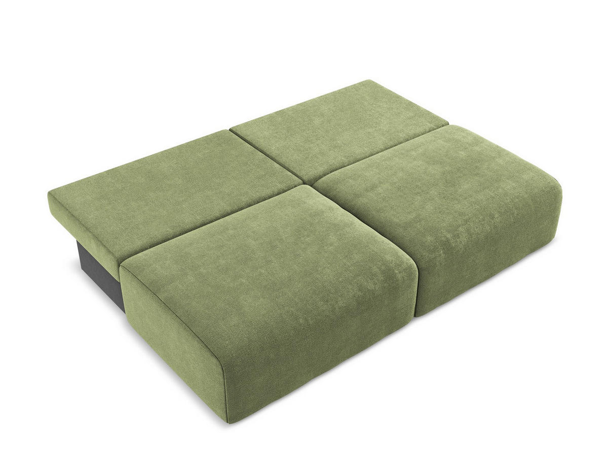 3-SITZER SOFA mit Schlaffunktion Chenille Stoff Grün - Schwarz/Grau, Kunststoff/Textil (216/79/102cm) - Makamii