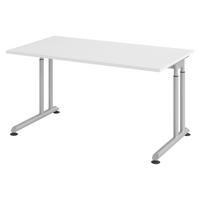 SCHREIBTISCH Serie-Z 80/140/74 cm in Weiß/Silberfarben - Silberfarben/Weiß, Holzwerkstoff (80/140/74cm) - bümö