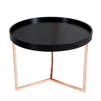 COUCHTISCH MODULAR Schichtholzplatte rund Schwarz 60cm - Silberfarben/Schwarz, Holz/Metall (60/60/45cm) - riess-ambiente