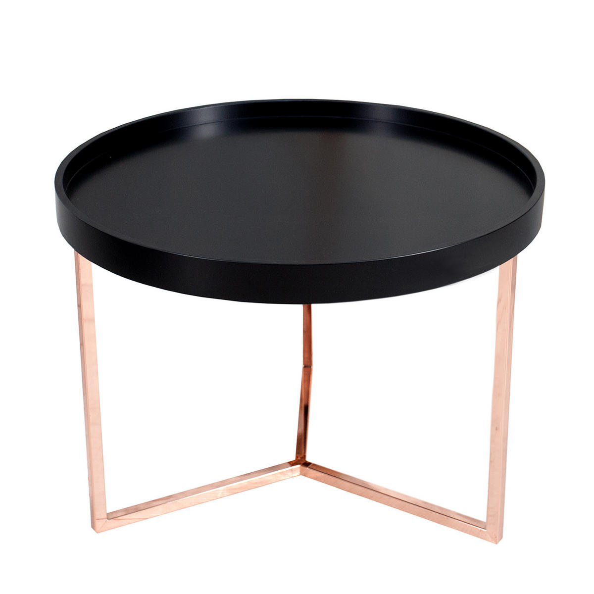 COUCHTISCH MODULAR Schichtholzplatte rund Schwarz 60cm - Silberfarben/Schwarz, Holz/Metall (60/60/45cm) - riess-ambiente
