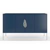 SIDEBOARD Merlin, Marinblau, Silberfarbene Details - Silberfarben/Dunkelblau, Holzwerkstoff/Metall (138/79/40cm) - Skandica
