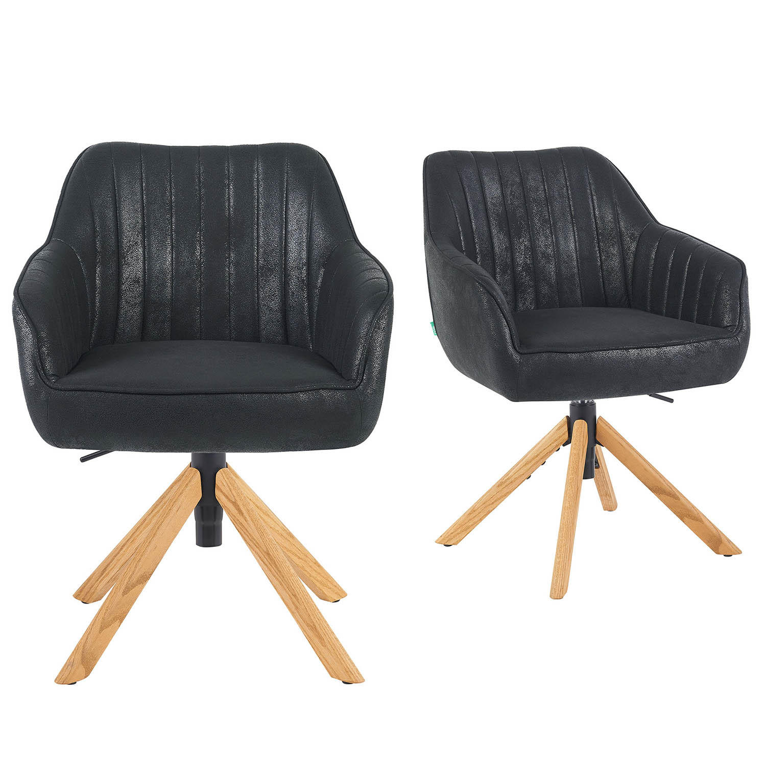 BÜROSTUHL Mika-Olea - Honigeiche/Schwarz, Eichenholz/Holz (60/83/61cm) - DUBI Möbel
