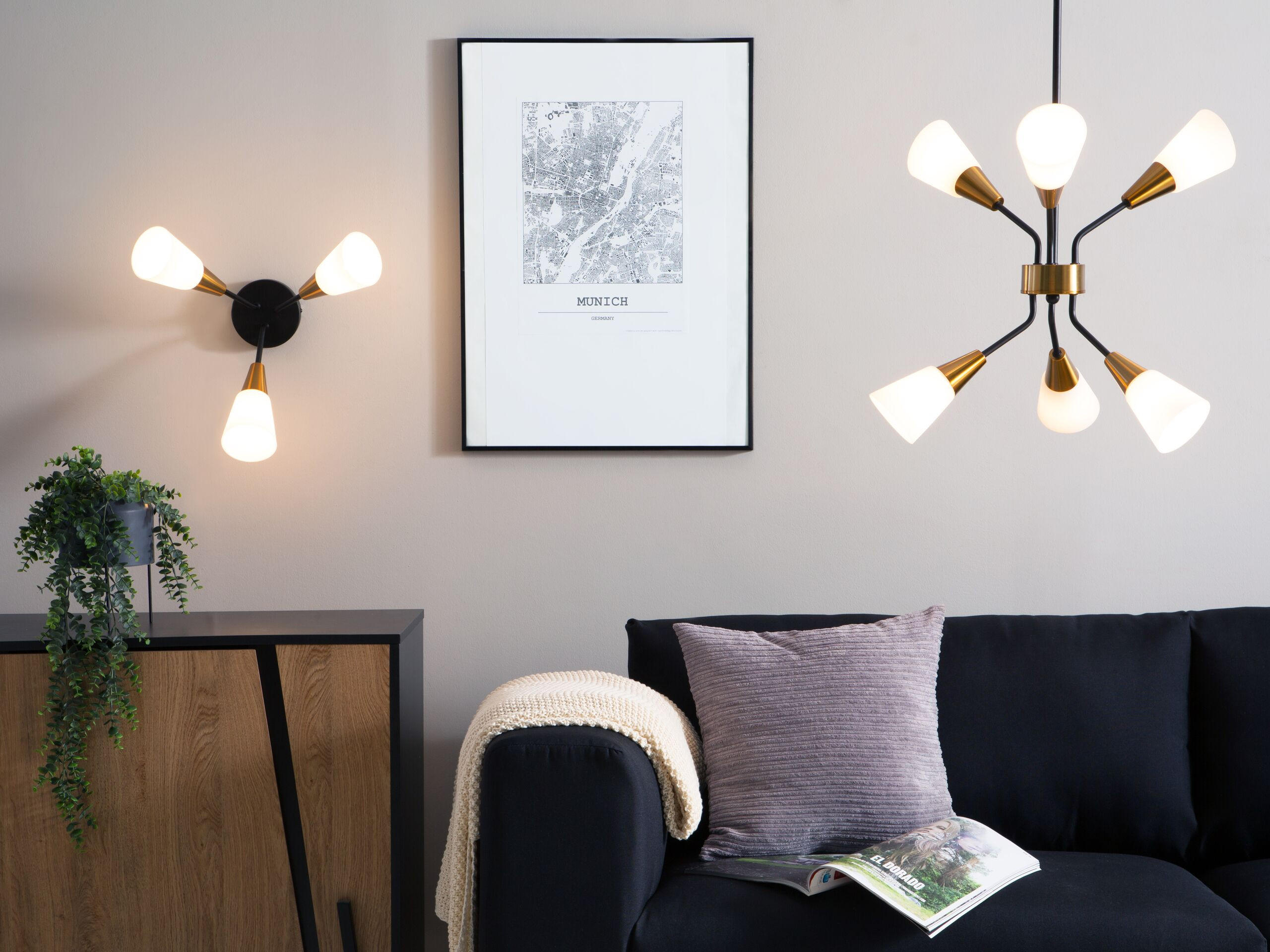 HÄNGELEUCHTE Aroyo 43/43/133 cm - Goldfarben, Glas (43/43/133cm) - Beliani