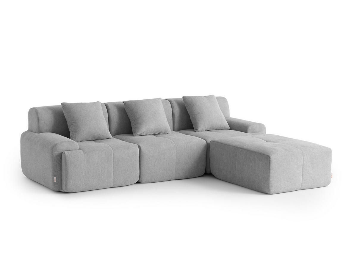 ECKSOFA Chenille Mineralgrau - Grau, Textil (260/190cm) - MILYsofa