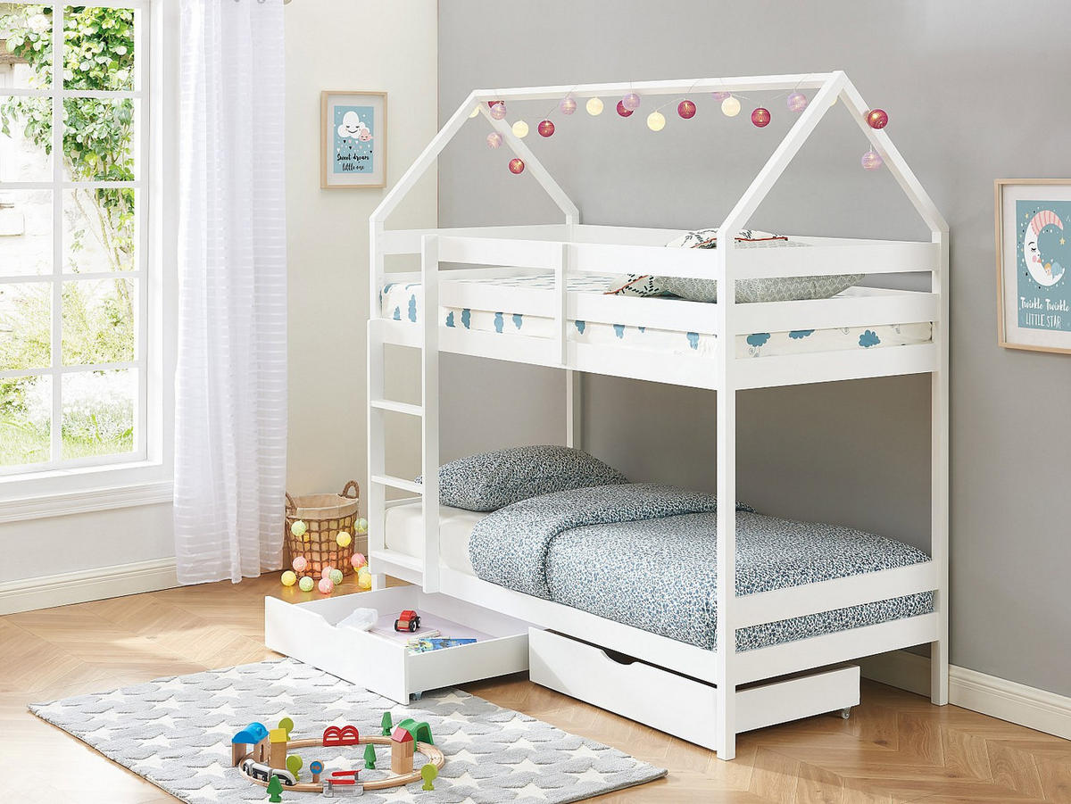 HAUSBETT - 2 Personen - holz - weiß Chori - Weiß, Holz (90/190cm) - Vente-Unique
