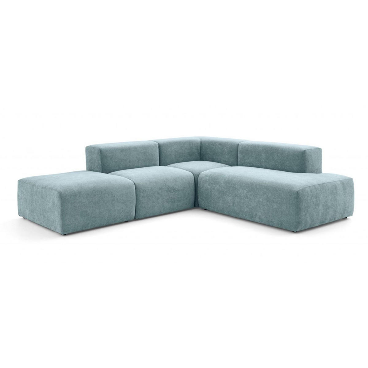 4-SITZER modulares Ecksofa HEAVEN SET 3 Rechts, Breite 270 cm Webstoff Blaugrau - Blaugrau/Schwarz, Holz/Kunststoff (270/245cm) - Muffo
