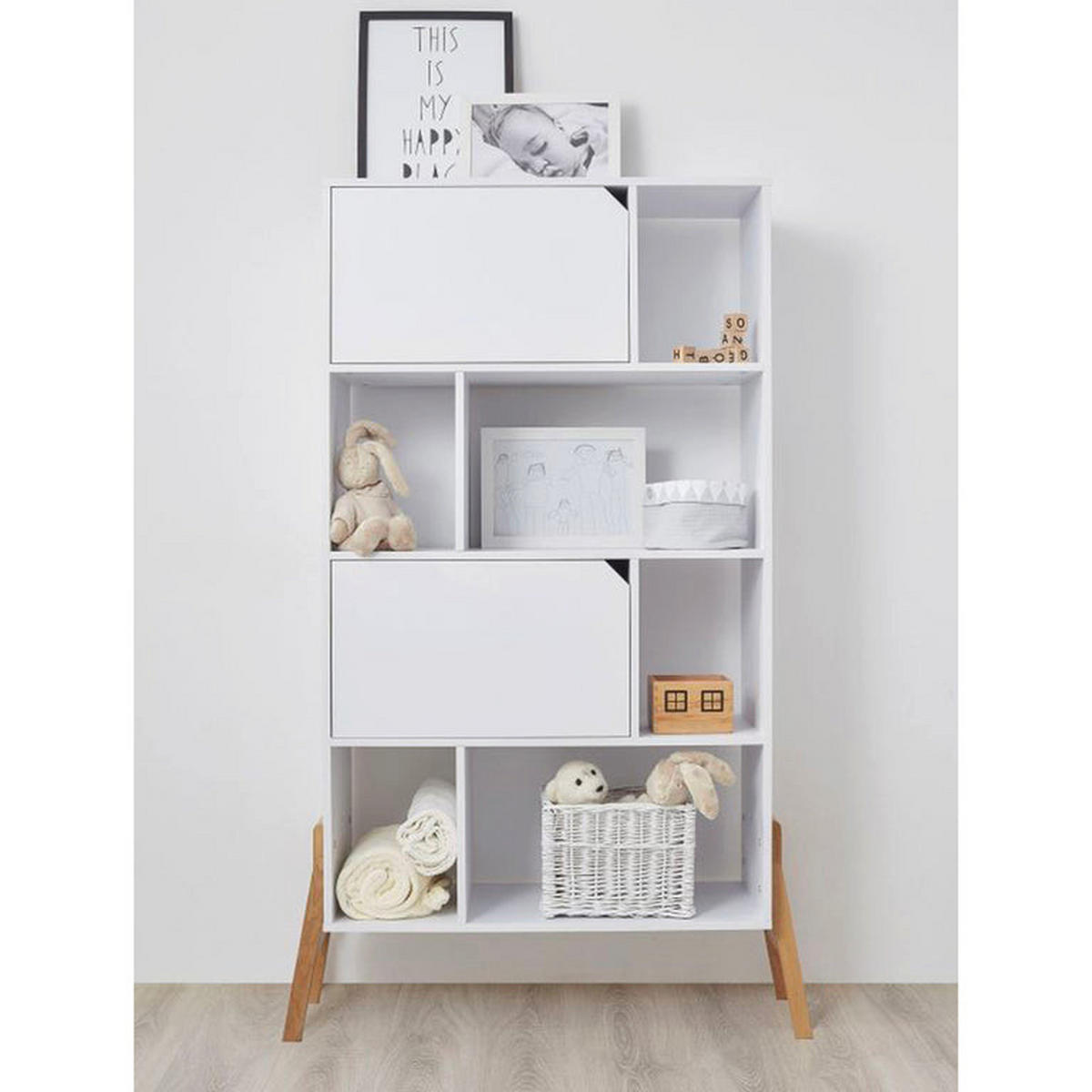 REGÁL NA KNIHY Biela - biela, kompozitné drevo (103/163/39cm) - Petits-meubles