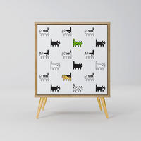 SIDEBOARD CATS COMPILATION, Eichefarben, 57,5x42x75,5 cm, Goldfarbene Metallfüße - Eichefarben/Goldfarben, Holzwerkstoff/Metall (57.5/75.5/42cm) - SpaceRebels