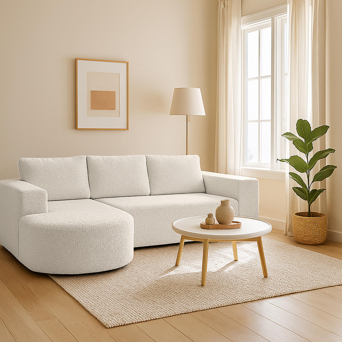 ECKSOFA Tolga mit Schlaffunktion, Ecru - Ecru, Textil (162/270cm) - Fedve