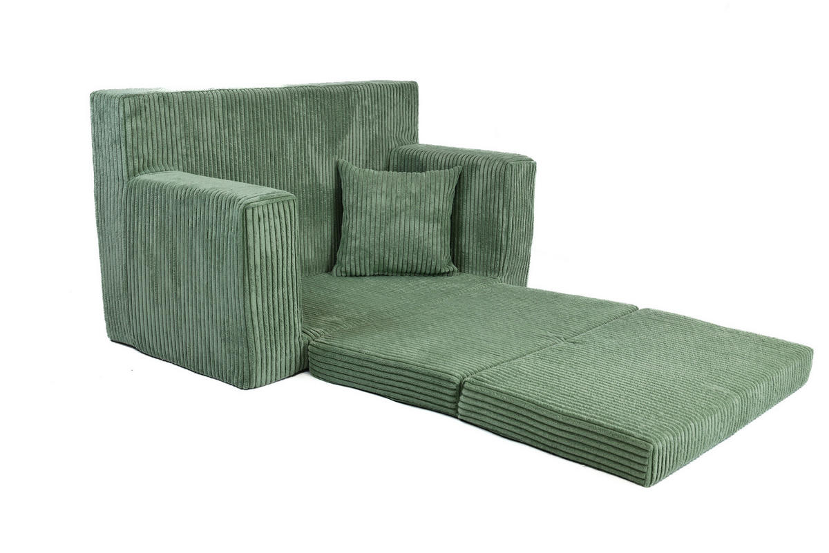 KINDERSOFA aus Kuschel-Cord in Hellgrün - Hellgrün, Textil (83/47/43cm) - Fortisline
