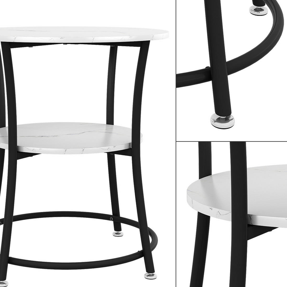 COUCHTISCH Quebec Marmor Weiß 50 x 50 cm mit Ablage - Weiß Hochglanz, Holzwerkstoff (50/50/55cm) - Vicco
