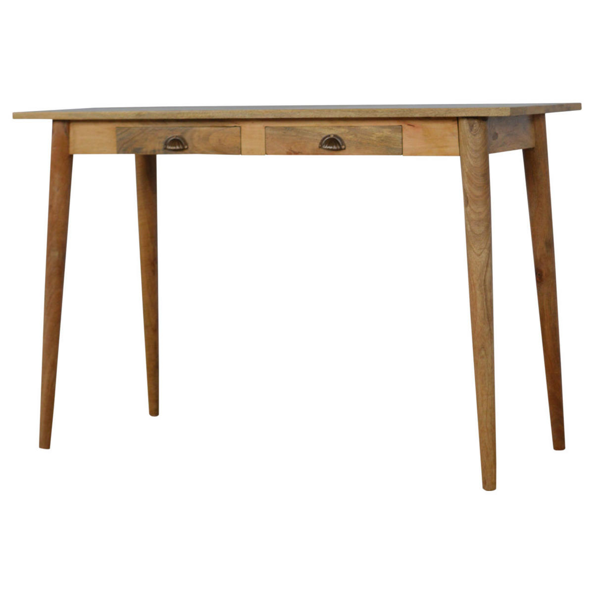 SCHREIBTISCH Akins, 2 Schublades, Nordische Beine - Messingfarben/Braun, Holz/Metall (45/120/78cm) - Artisan Furniture