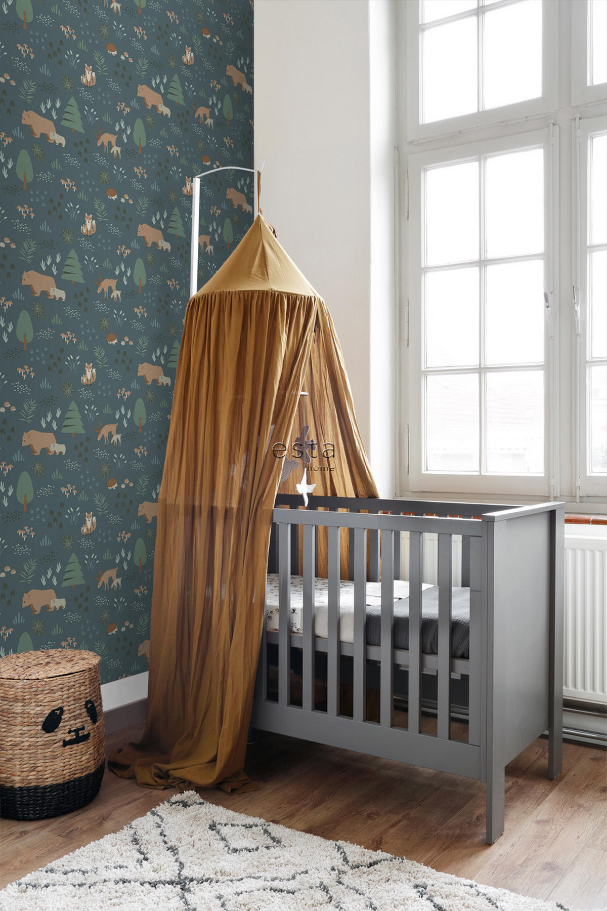 TAPETE Wald mit Waldtieren 53 cm x 10.05 m - Blau, Papier (53/0.1cm) - ESTAhome