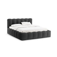 BETT mit Bettkasten und Kopfteil Lupine aus strukturiertem Stoff anthrazit 140x200cm - Anthrazit, Textil (140/200cm) - Micadoni