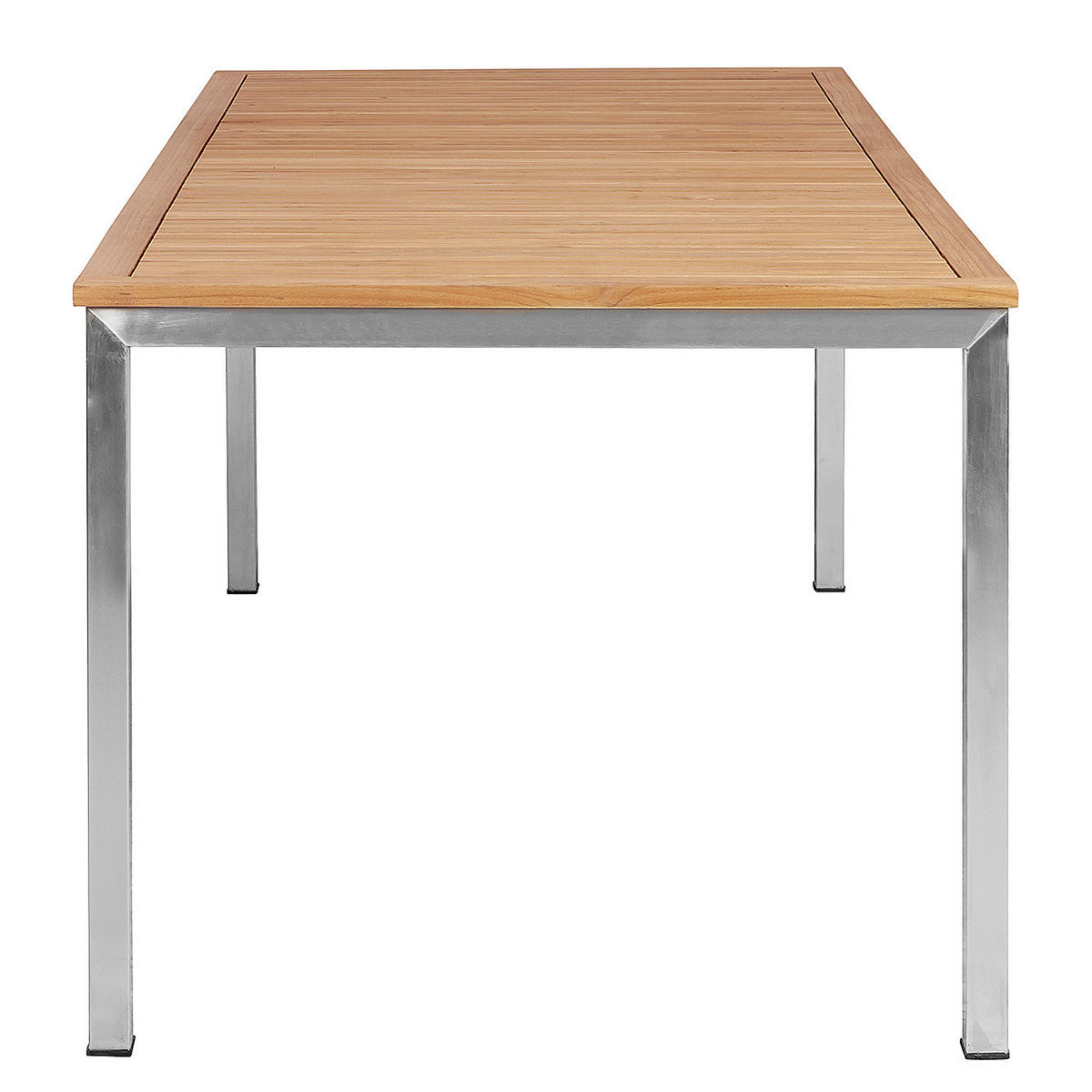 GARTENTISCH - Teak massiv / Edelstahl - Silberfarben/Braun, Holz/Metall (90/180/75cm) - home24