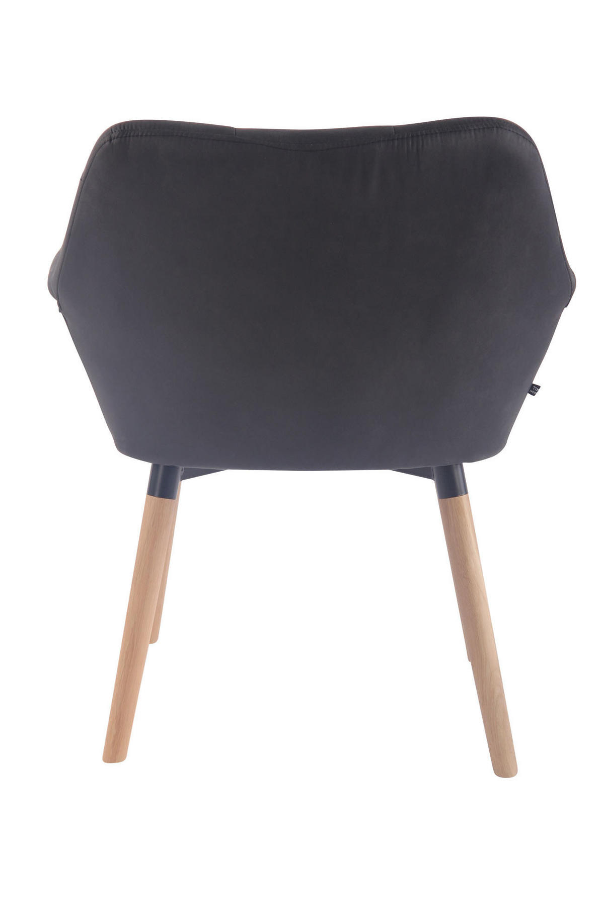 ARMLEHNENSTUHL Lederlook schwarz - Eukalyptusholzfarben/Schwarz, Holz/Textil (67/83/60cm) - CLP