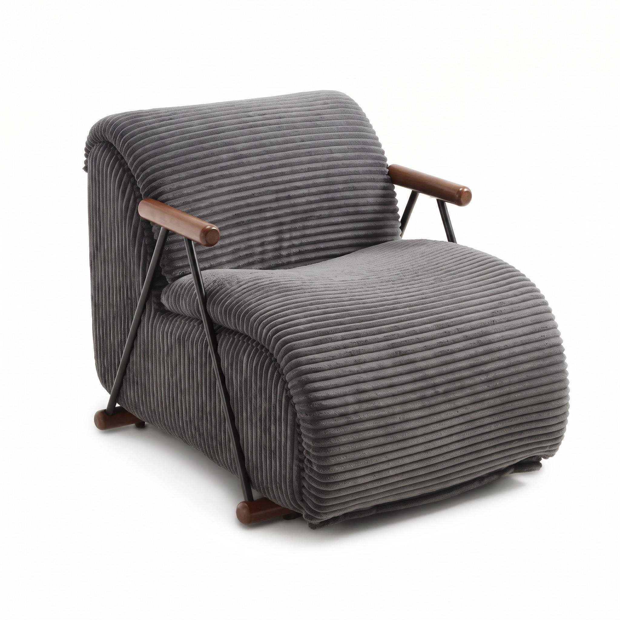 XXL-SESSEL mit Armlehnen, Cord Loungesessel, Ergonomisch, Grau - Grau, Textil/Metall (71/75/100cm) - LVHOM