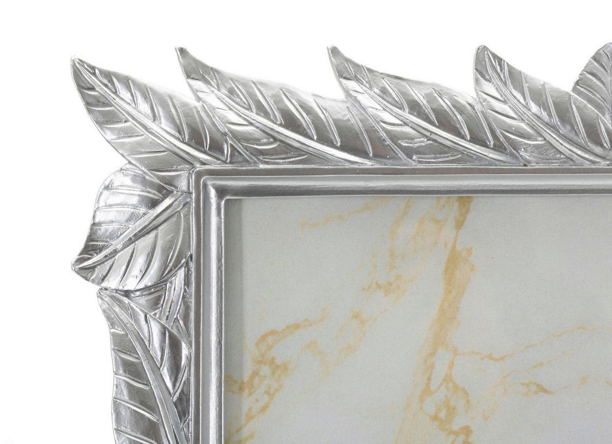 BILDERRAHMEN Leavy, Fotoformat 20 x 25 cm, silberfarben, Polyresin und Glas, Rahmen 27 x 2 x 32,3 cm - Silberfarben, Glas/Kunststoff (27/32.3/2cm) - Mauro Ferretti
