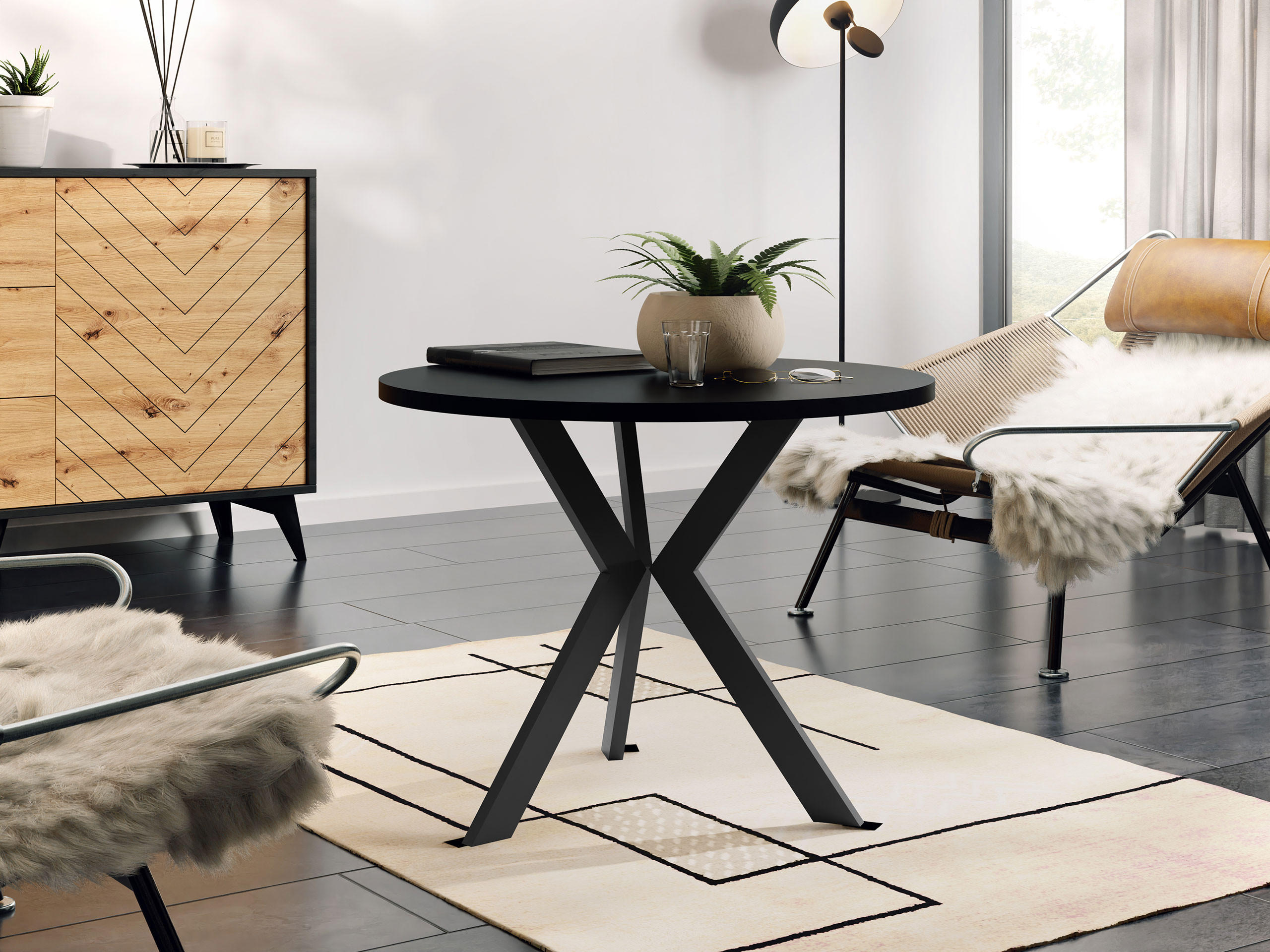 COUCHTISCH STK M6 - Schwarz/Grau, Metall (67/67/50cm) - MIRJAN24