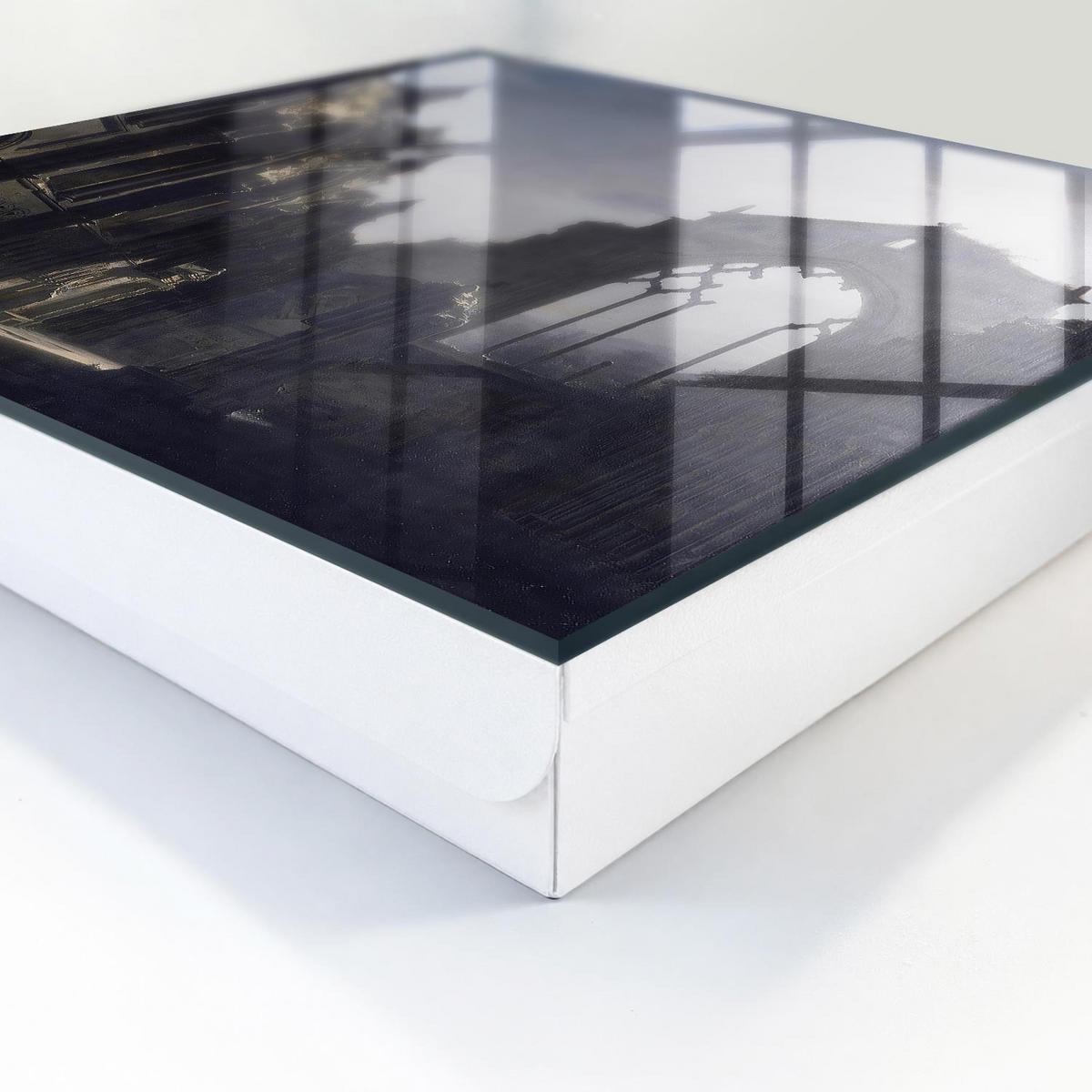 SCHLÜSSELBOX Weiß 30x30 cm – Türöffnung nach rechts - Geheimnisvolle Ruinen - Grau, Metall (30/30/5cm) - TULUP