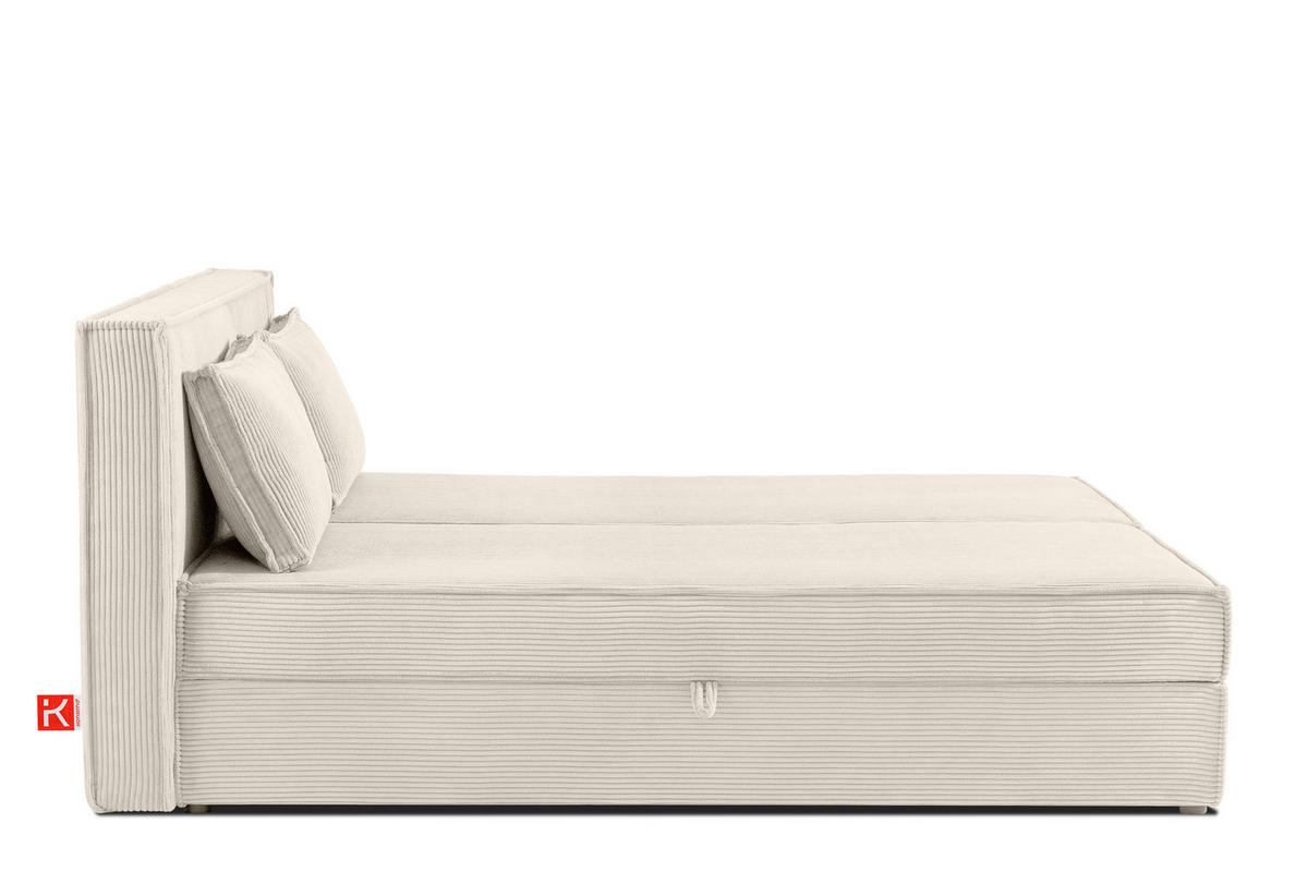 BOXSPRINGBETT ROTI mit Stauraum, ecrufarben - Ecru/Schwarz, Holz/Holzwerkstoff (140/200cm) - KONSIMO®
