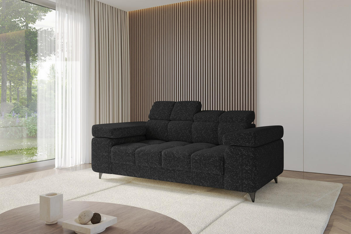 SOFA 2-Sitzer LORD-S1 194x97x90 cm Schwarz Chenille - Schwarz, Holzwerkstoff/Textil (194/90/97cm) - ALTDECOR