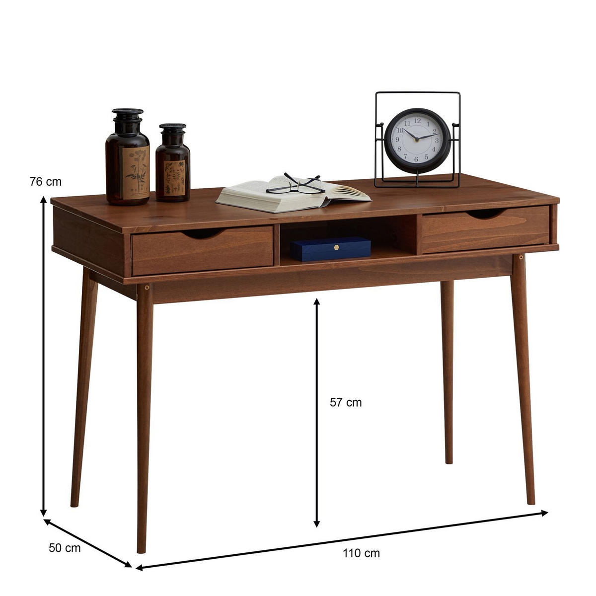 SCHREIBTISCH STEFANO - Kastanienfarben, Holz (50/110/75cm) - IDIMEX