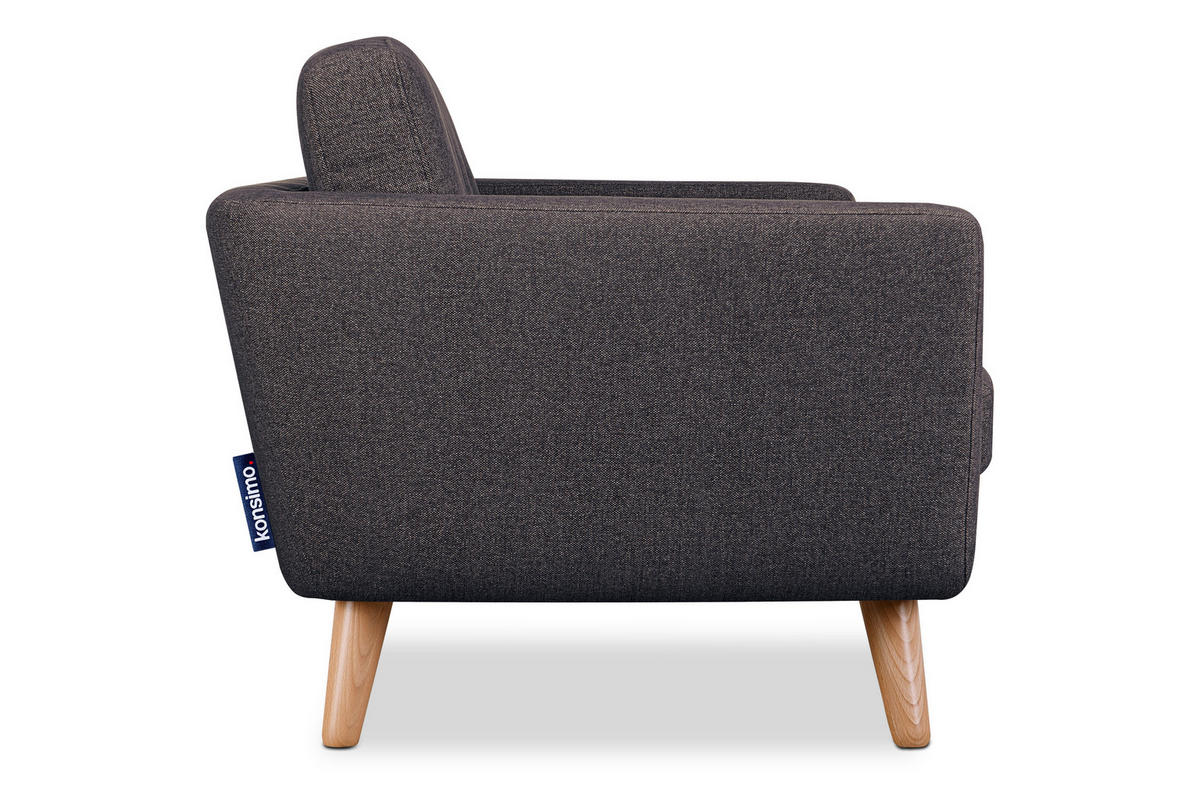 2-SITZER-SOFA TAGIO II mit Armlehnen, Graubraun/Braun - Braun/Grau, Textil (88/80/153cm) - KONSIMO®