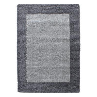 TEPPICH Hochflor einfarbig mit Bordüre Polypropylen Wohnzimmer Grau Rechteckig 200x290 - Grau, Textil (200/290cm) - KADIMA DESIGN