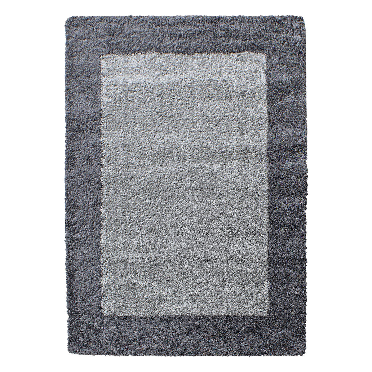 TEPPICH Hochflor einfarbig mit Bordüre Polypropylen Wohnzimmer Grau Rechteckig 200x290 - Grau, Textil (200/290cm) - KADIMA DESIGN